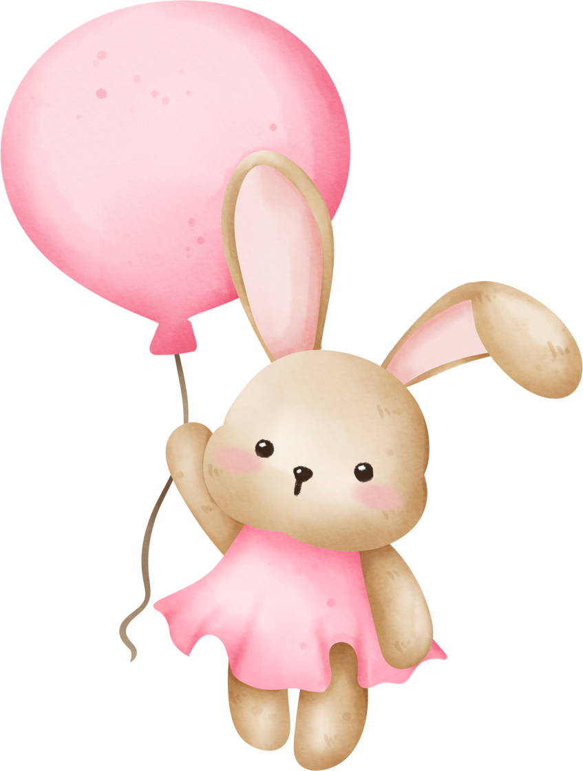 Bunny with pink balloon